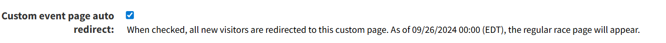 Auto redirect checkbox with date explanation